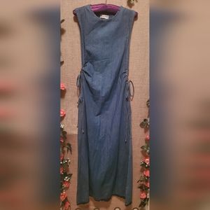 Vintage Sleeveless Maxi Denim Dress